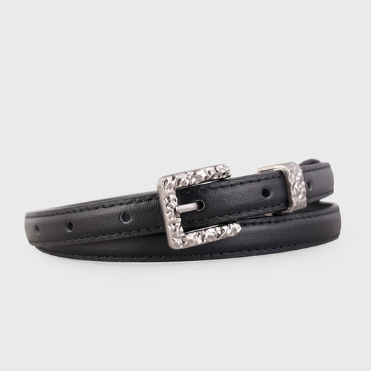 Textured Buckle Leather Belt