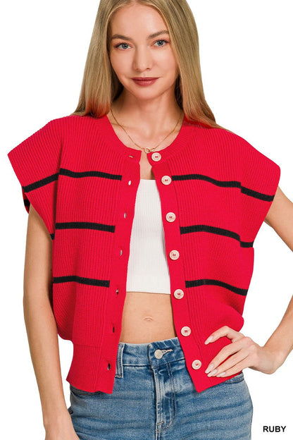 Zenana Striped Viscose Sweater Vest