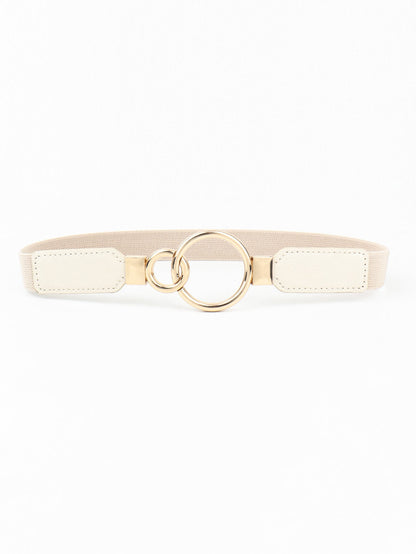 Double Ring Buckle Elastic PU Belt