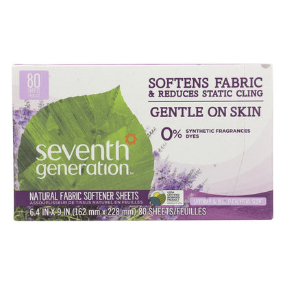 Seventh Generation Eucalyptus & Lavender Fabric Softener Sheets (Pack of 4)