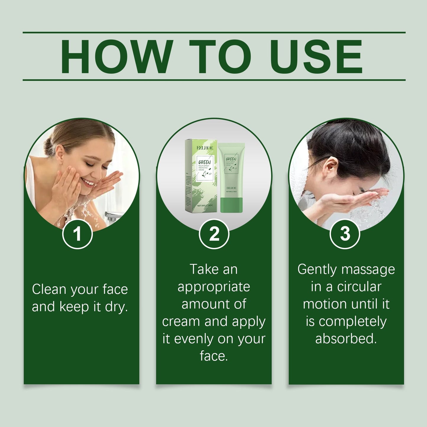 EELHOE Green Tea Protective Cream Outdoor Protective Refreshing Smooth Delicate Facial Acne Skin Daily Care Cream