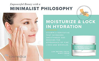 Cosmedica Skincare Retinol Night Cream – Anti Aging Face Moisturizer with Retinol (Vitamin A) & Hyaluronic Acid – Wrinkle Repair Cream for Acne, Fine Lines & Dark Spots – Night Cream for Face, 1.7 oz