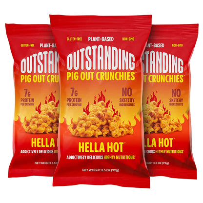 Outstanding Foods - Pig Out Crunchies - Hella Hot 3.5 Oz (Pack of 12)