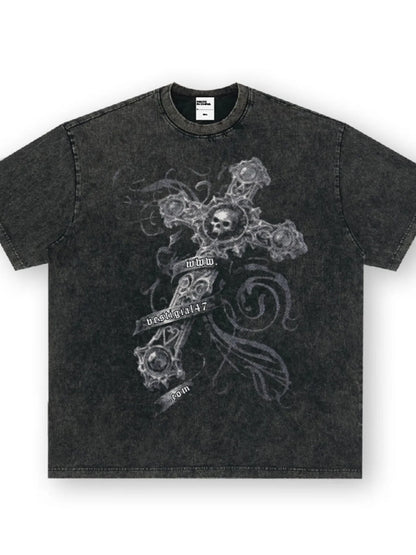 Men's Skull Cross Graphic Oversized T-Shirt