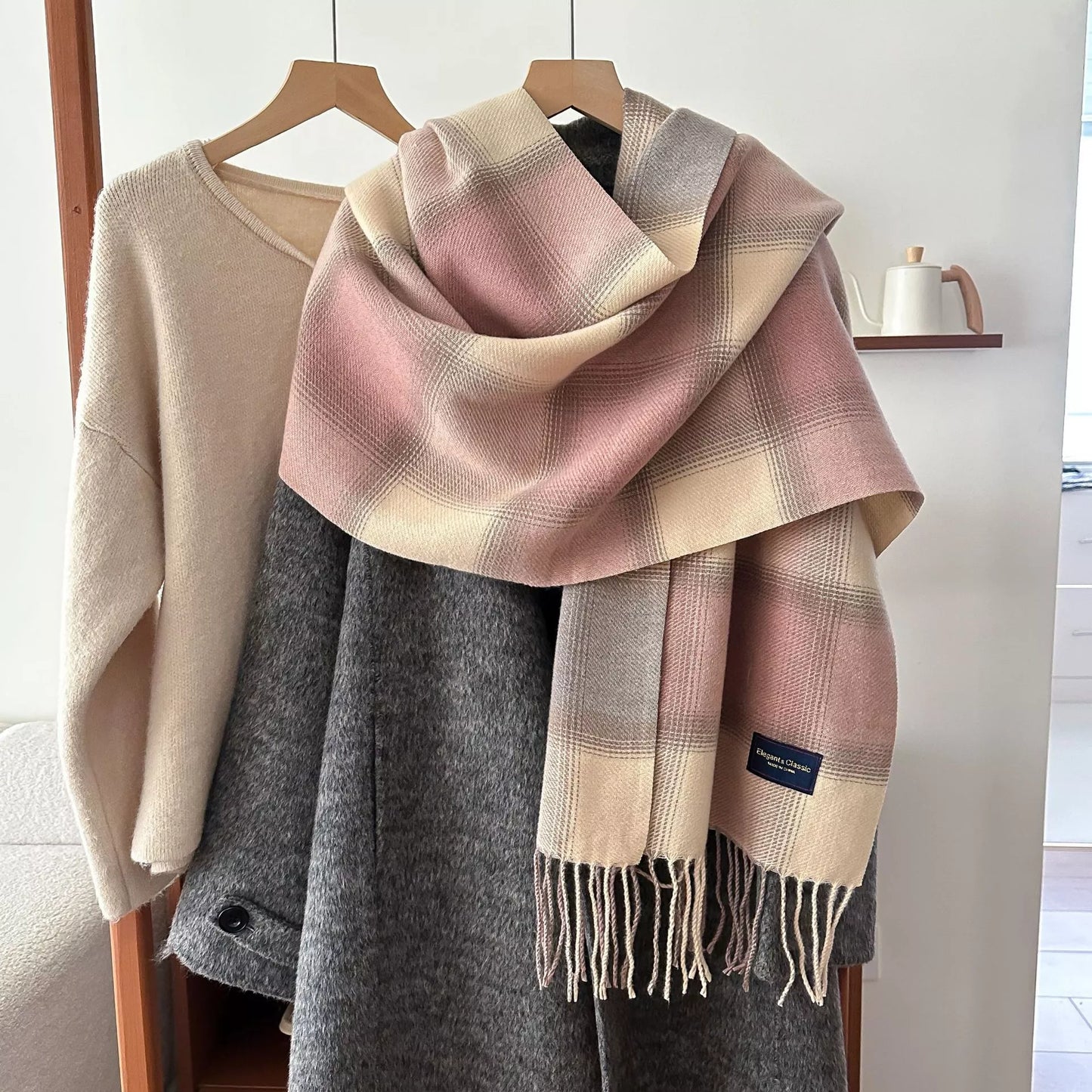 Plaid Fringe Scarf