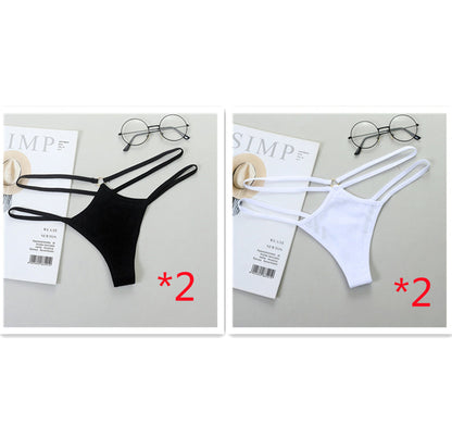 Sheer Bikini Strap Cutout Triangle Low Waist Women's Panties