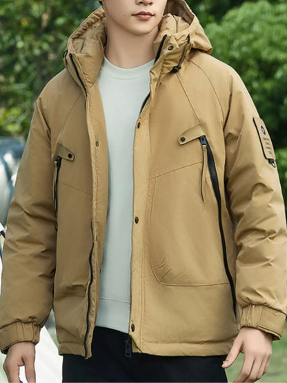 Men's Plus Size Hooded Snap Down Jacket
