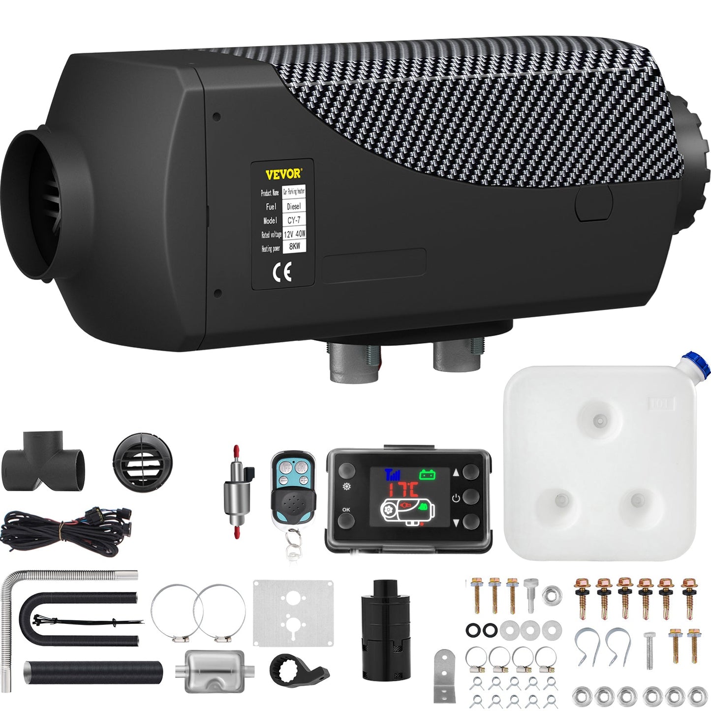 VEVOR 8KW Diesel Air Heater Muffler Diesel Heater 12V Remote Control Diesel Parking Heater With LCD Switch For Car Trucks Motor-home Boat And Bus