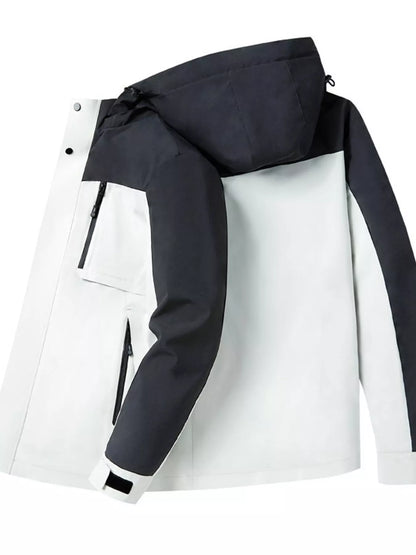 Men's Plus Size Two-Tone Hooded Outdoor Jacket