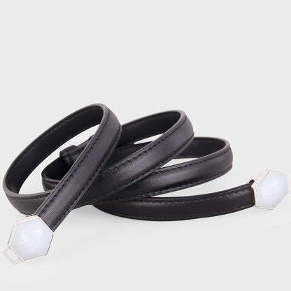 Leather Belt with Geometric Buckle