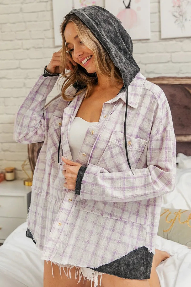 BiBi Casual Check Shirts With Hood