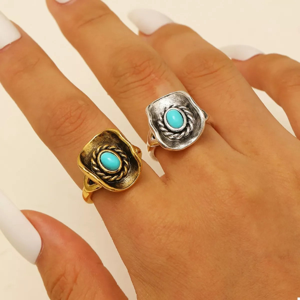 4 Piece Vintage Western Style Bull Head Rings