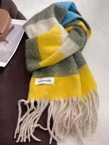 Soft Plaid Tassel Warm Scarf