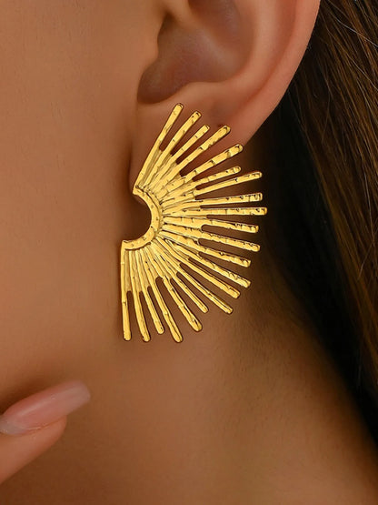 18K Gold-Plated Stainless Steel Sunburst Earrings