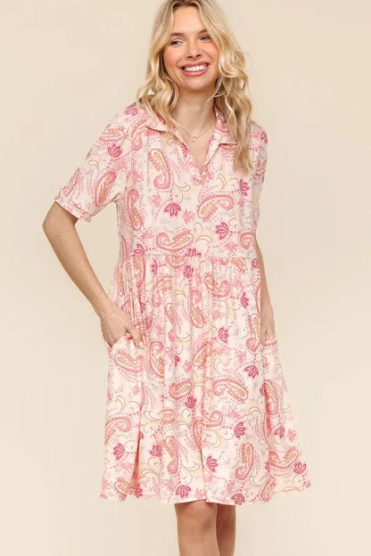 Haptics  Fit and Flare Paisley Print Knit Dress
