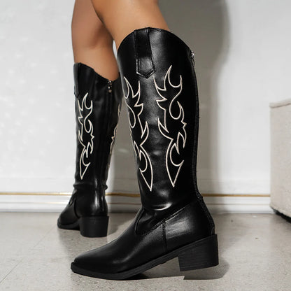 Point Toe Block Heels Boots
