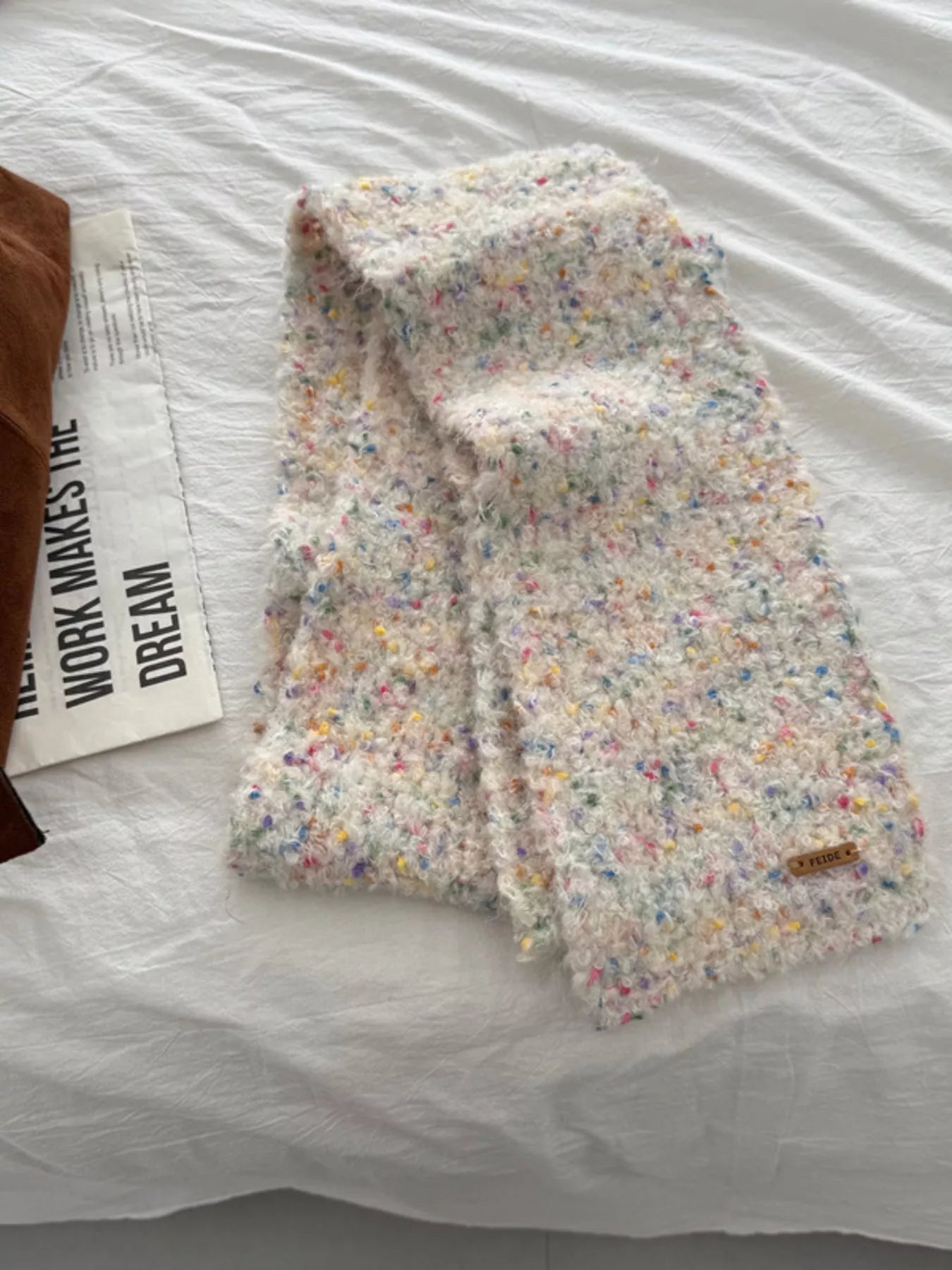 Cozy Knitted Multicolor Speckled Scarf