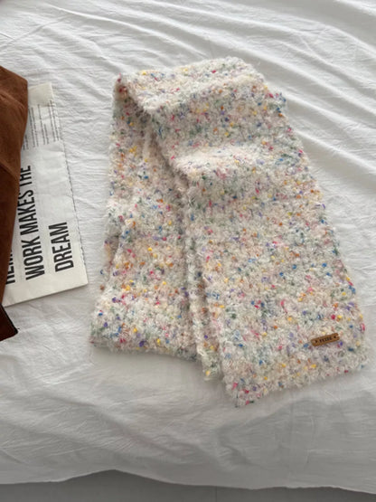Cozy Knitted Multicolor Speckled Scarf