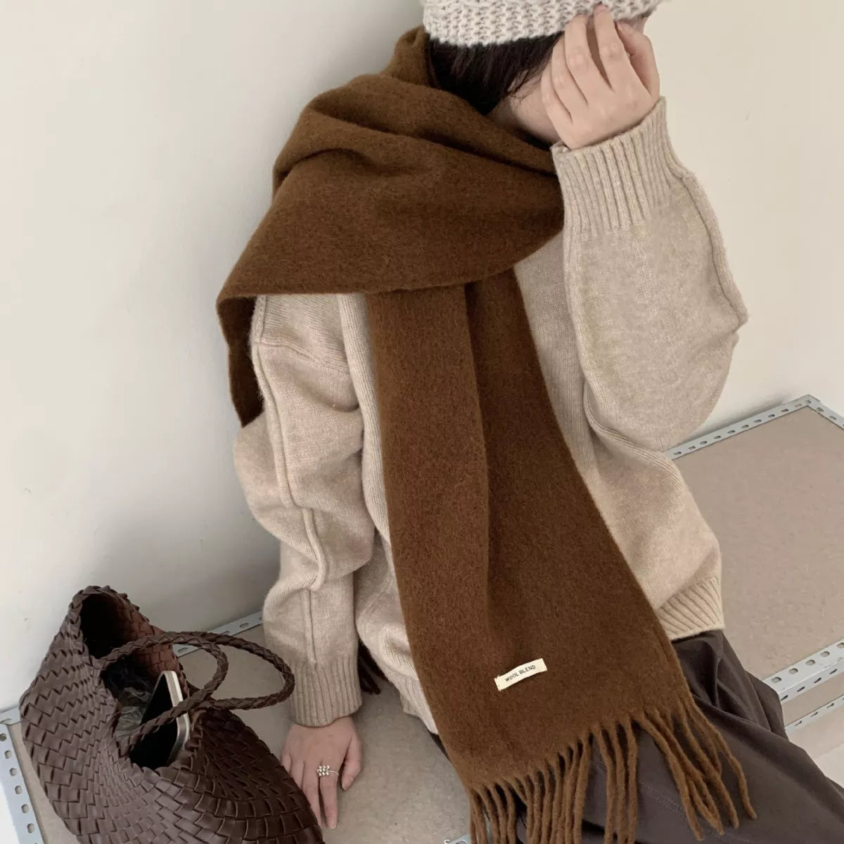 Fringe Winter Wool Blend Scarf