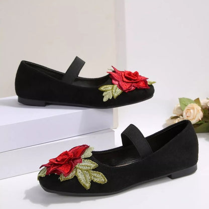 Flower Square Toe Slip-Ons
