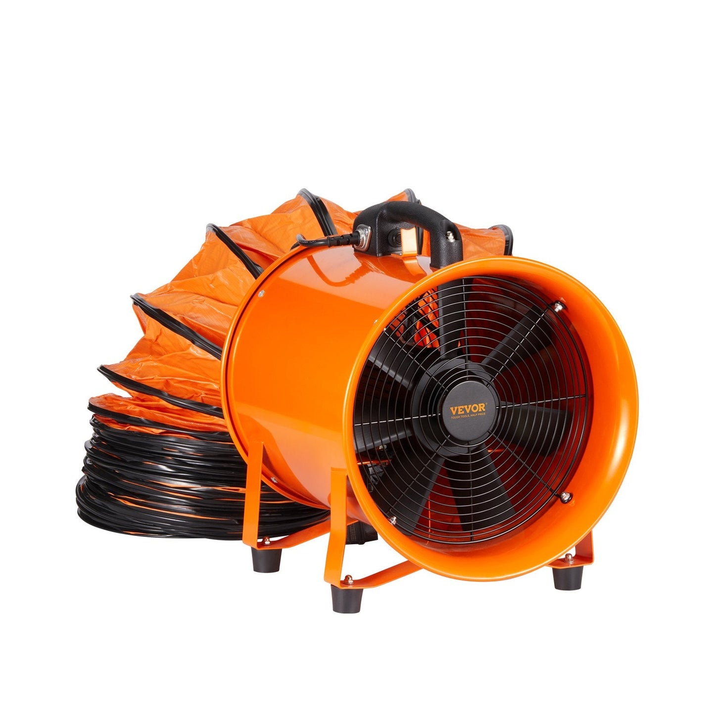 VEVOR Portable Ventilator, 12 Inch Heavy Duty Cylinder Fan With 16.4ft Duct Hose, 585W Strong Shop Exhaust Blower 3198CFM, Industrial Utility Blower For Sucking Dust, Smoke, Smoke Home Workplace