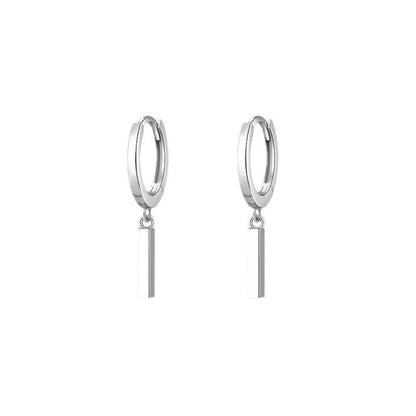925 Sterling Silver Hoop Bar Earrings