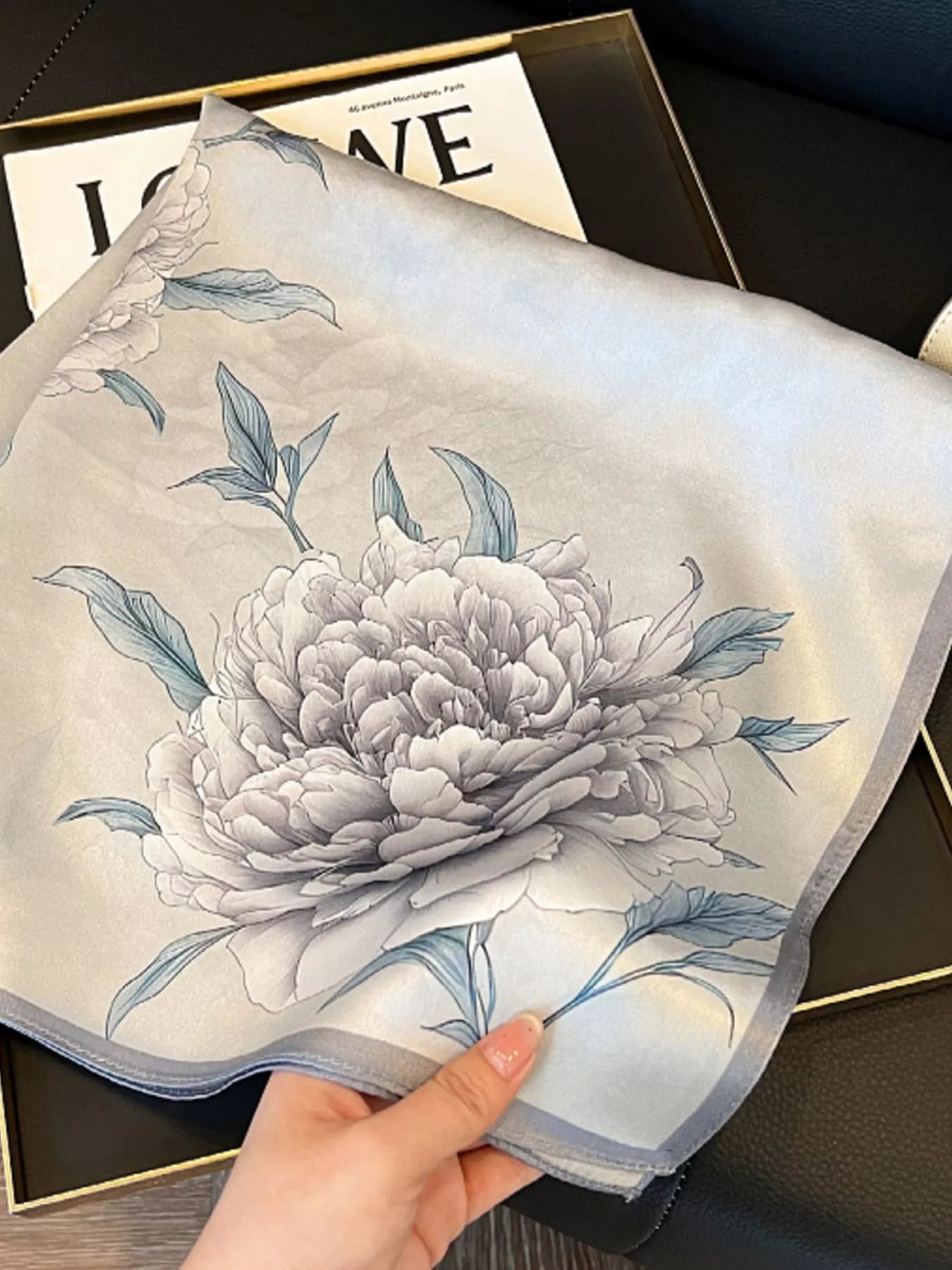 Floral Print Silk Square Scarf