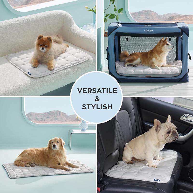 Bedsure Dog Cooling Mat – Washable Summer Crate Pad for Large Dogs (Up to 50 lbs), Non-Slip, Portable, QMAX>0.5 Cooling Tech