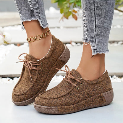 Round Toe  Lace-Up Sneakers