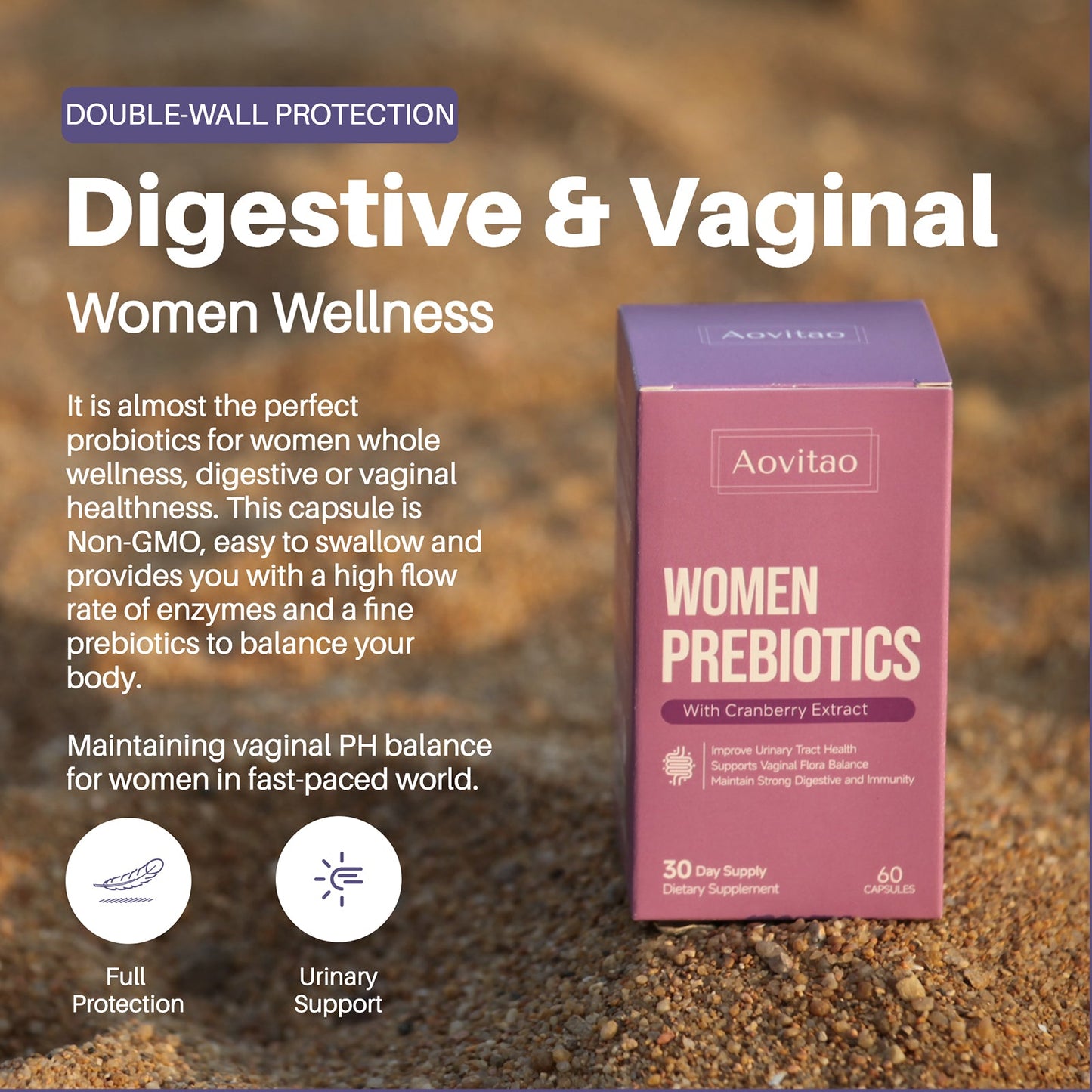 Vaginal Probiotics for Women pH Balance & Digestive & Urinary Support 60 Billion CFU Probiotic Supplement | 60 Capsules