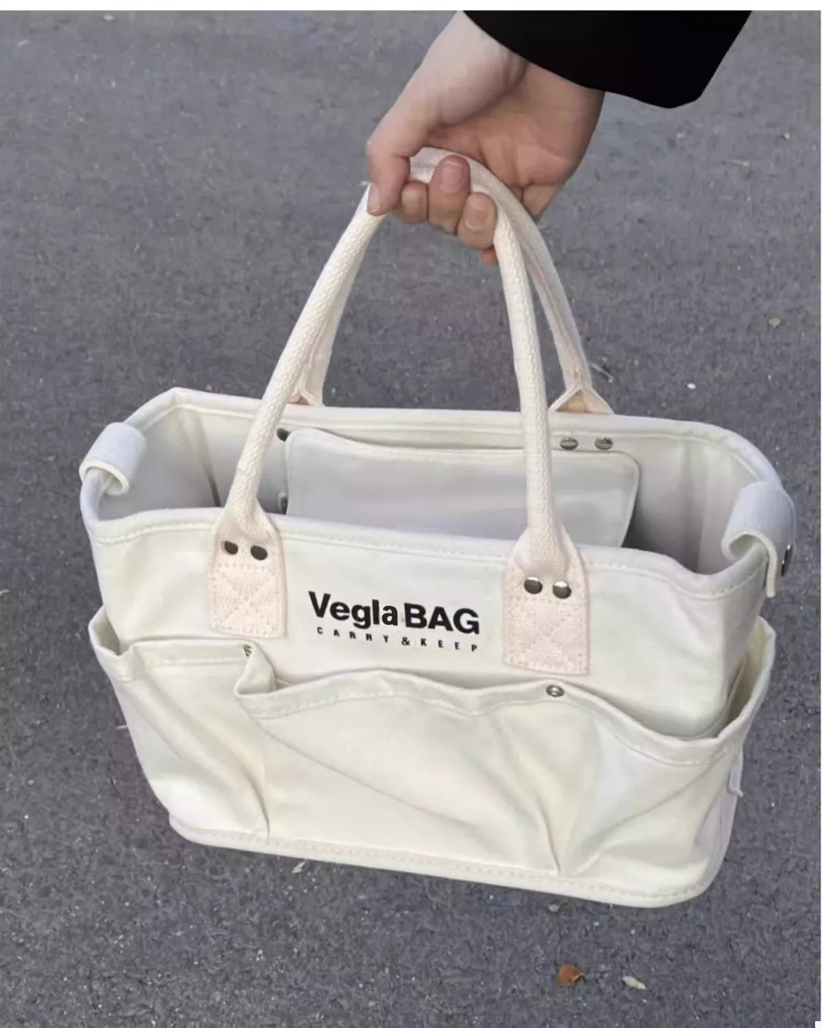 Multi Pockets Canvas Handbag