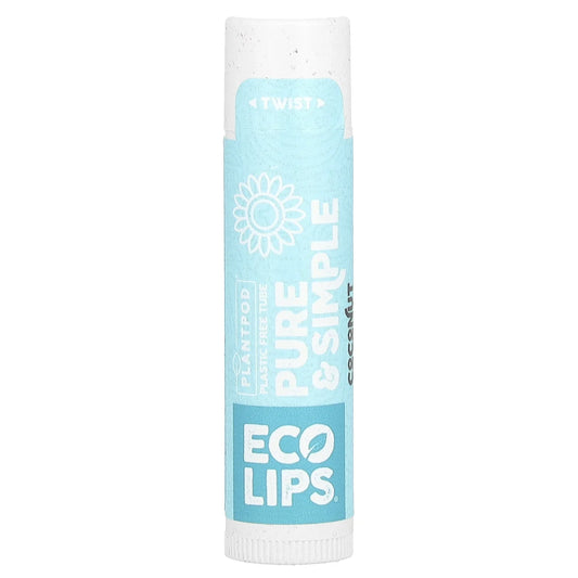 Ecolips - Pure & Simple Coconut Lip Balm, 0.15 oz (Pack of 24) - Organic Lip Protection