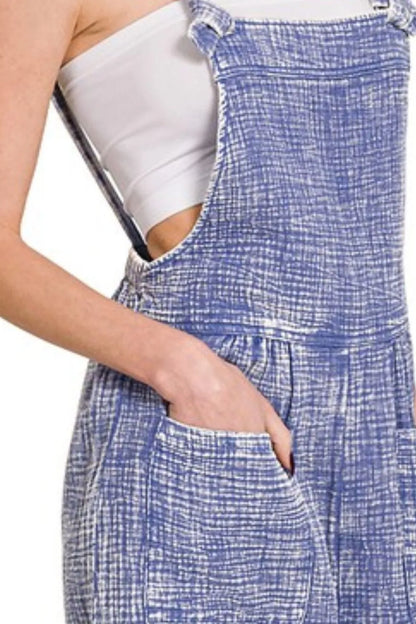 Zenana Woven Double Gauze Acid Washed Romper