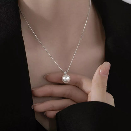 925 Sterling Silver Bead Pearl Necklace