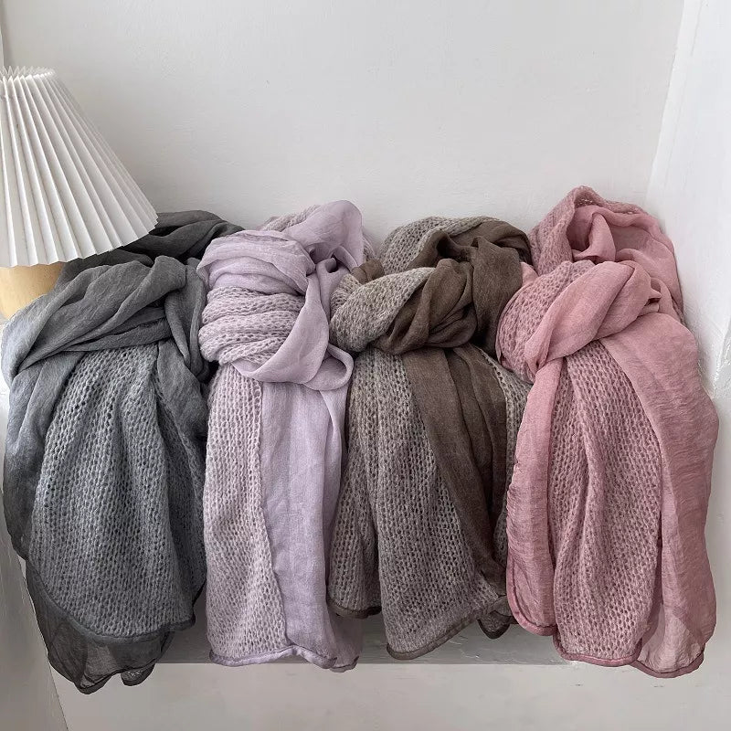 Lightweight Knitted Scarf with Dyed Edges