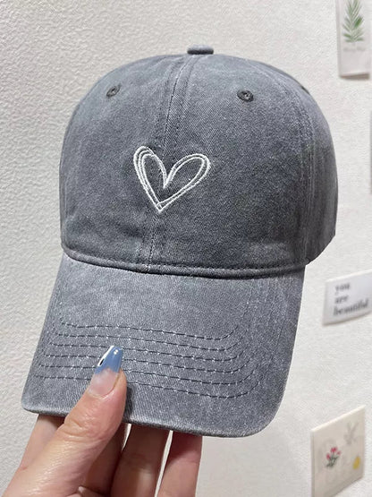 Washed Heart Embroidered Baseball Cap