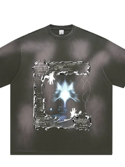 Men's Graphic Round Neck Vintage Wash T-Shirt