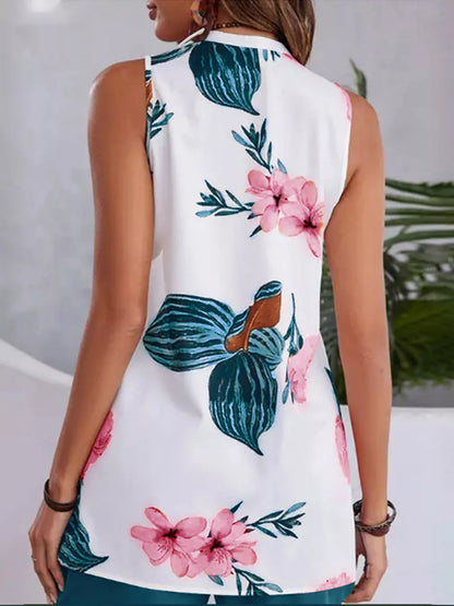Floral Print Sleeveless Top and Shorts Set