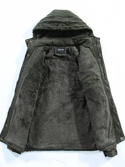 Men's Plus Size Winter Warm Hooded Zip Up Jacket
