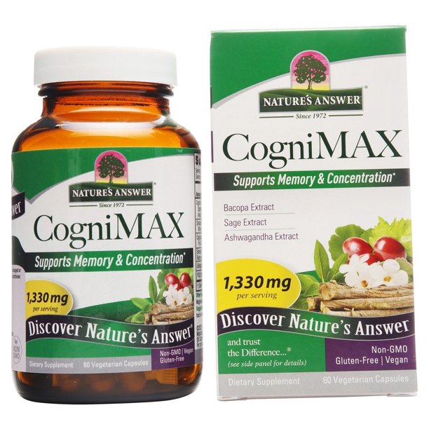 Nature's Answer Cognimax 1330mg - Enhanced Memory, Focus, and Cognitive Function (60 Vcaps)