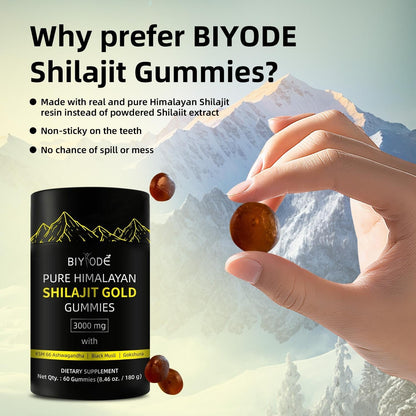 Pure Himalayan Shilajit Gummies  With Ashwagandha, Gokshura & Other Herbs No Added Sugar 60 Chewables Edible Supplement