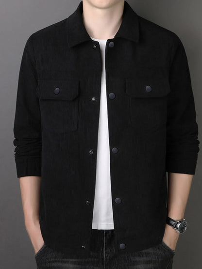 Men's Plus Size Casual Corduroy Button-Down Jacket