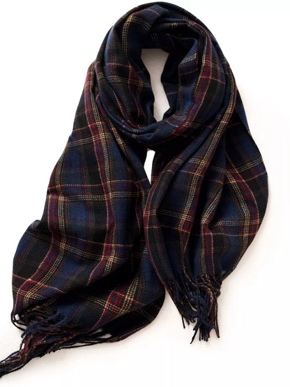 Classic Plaid Fringe Scarf