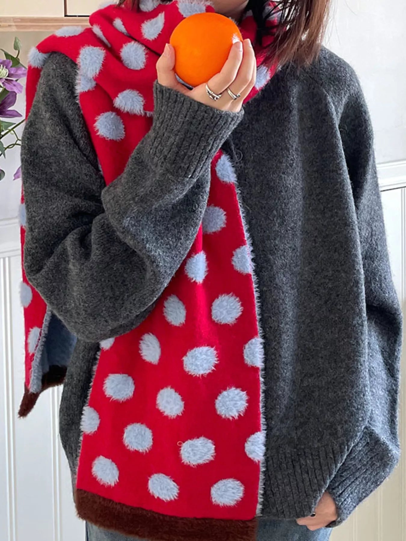 Fuzzy Polka Dot Scarf