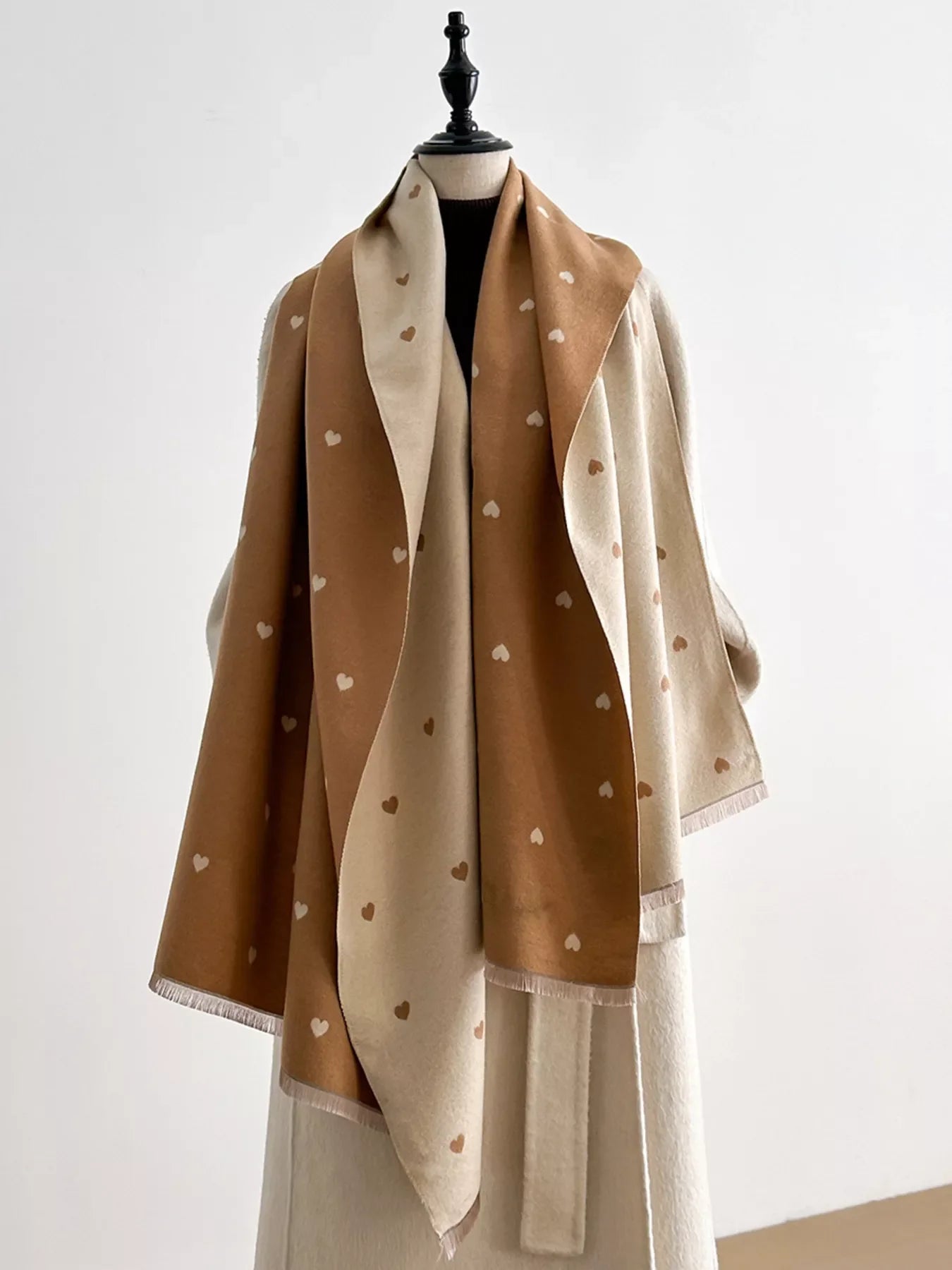 Heart Raw Hem Scarf