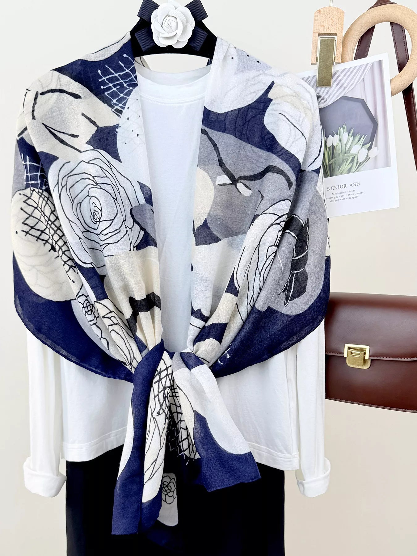 Flower Print Lightweight Scarf