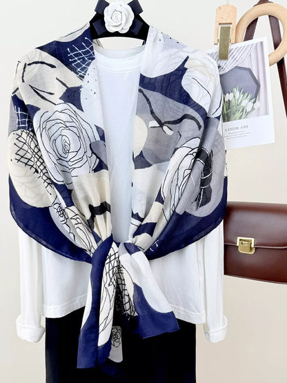 Flower Print Lightweight Scarf