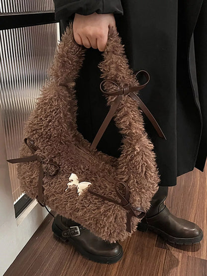 Fluffy Bow Shoulder Bag
