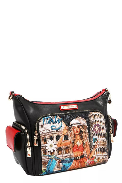 Nicole Lee USA Martha Travels Italy Multi Pocket Shoulder Bag