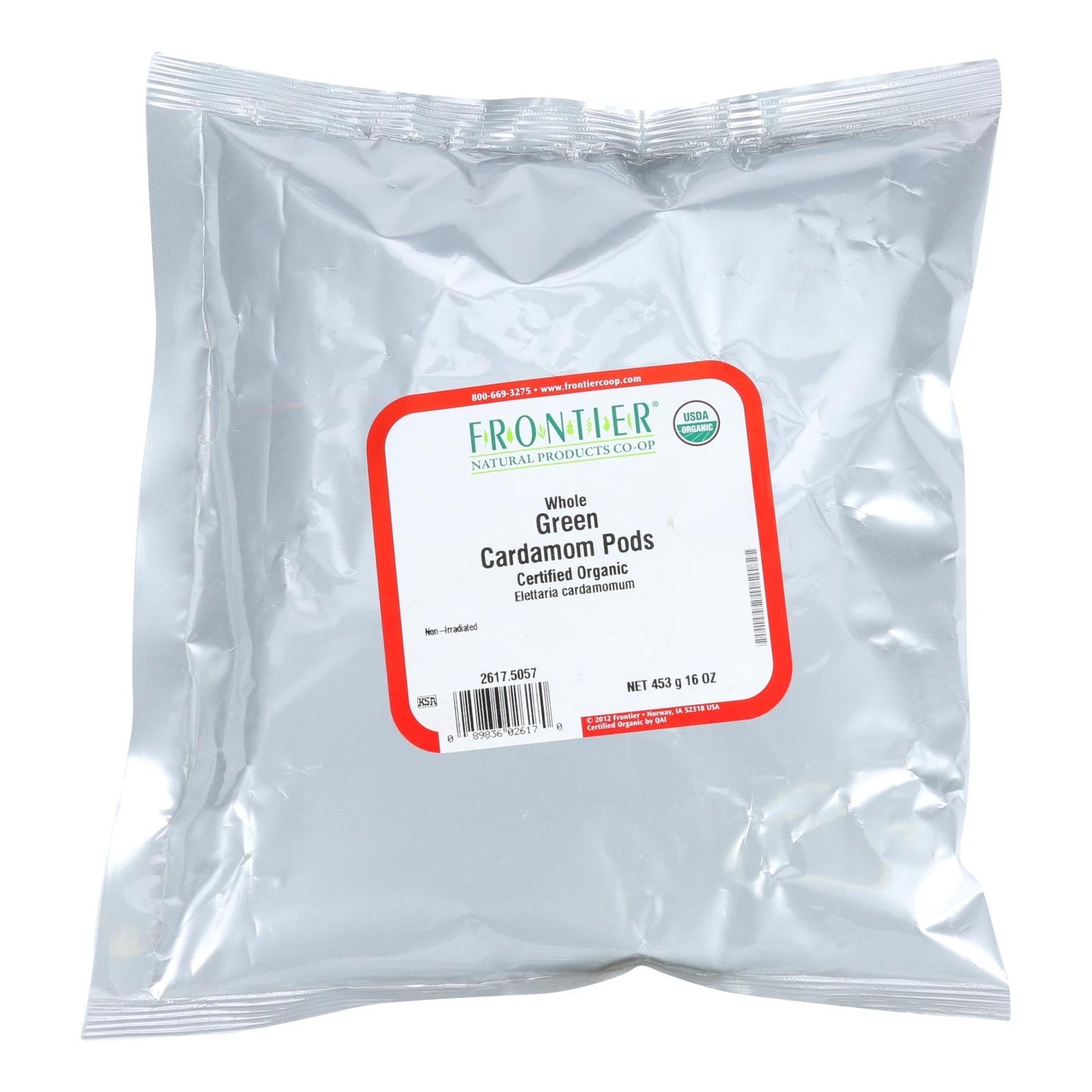 Frontier Herb Cardamom Pods, Organic Whole Green, 1lb Bag